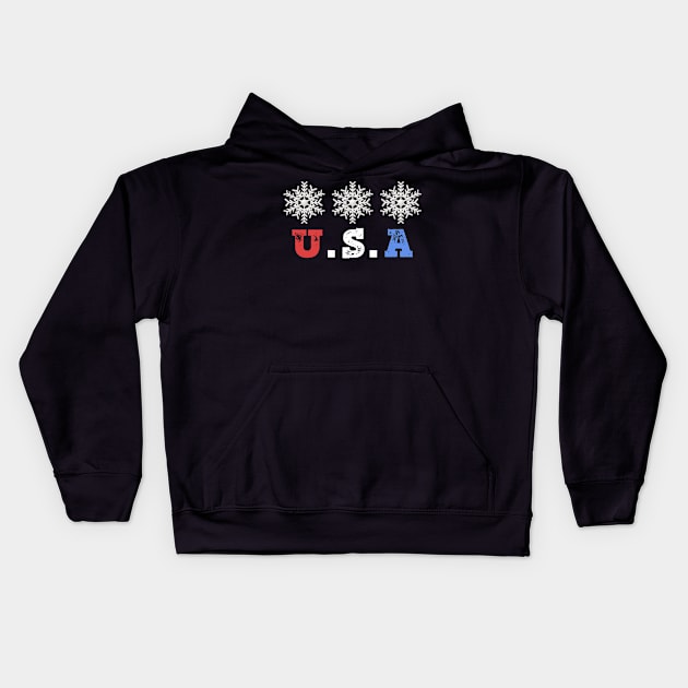 Winter Snowflakes USA Kids Hoodie by paola.illustrations